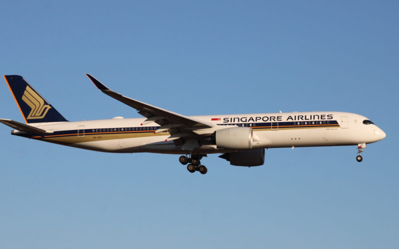 Singapore Airlines Airbus A350 900ULR Ultra Long Haul passenger aircraft was about to land on New York John F Kennedy International Airport JFK