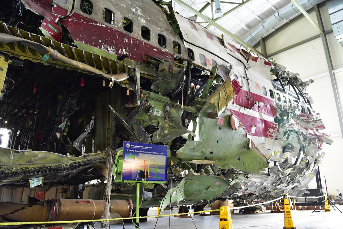 TWA flight 800 reconstruction by the National Transportation Safety Board was used as a training aid for about 20 years until 2021 at the NTSBs Training Center in Ashburn Virginia 01 TWA